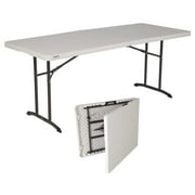 Lifetime 6 Foot Rectangle Fold-in-Half Table, Indoor/Outdoor Commercial Grade, Almond (80382)