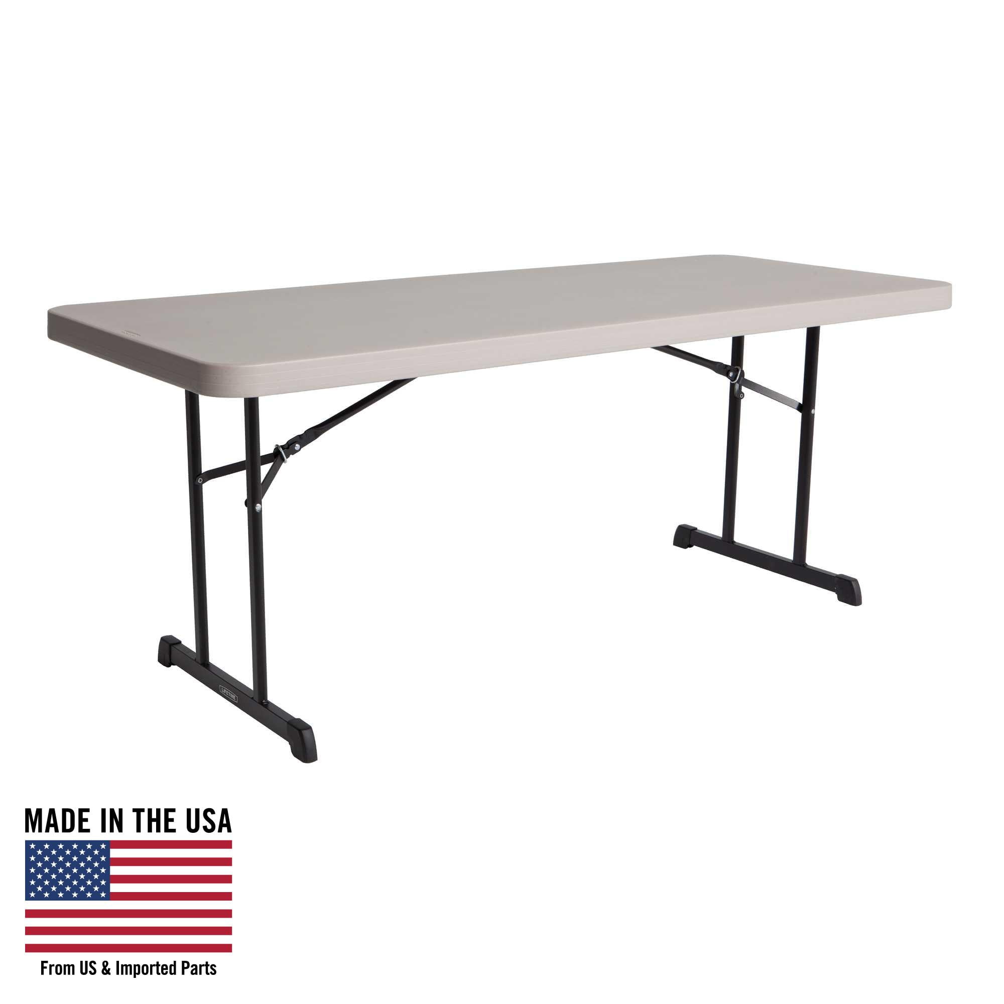 Putty 6-Foot Folding Table with Black Metal Legs