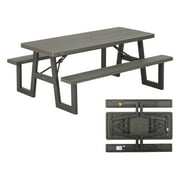 Lifetime 6-Foot W-Frame Polyethylene Folding Picnic Table, Brown (60233)