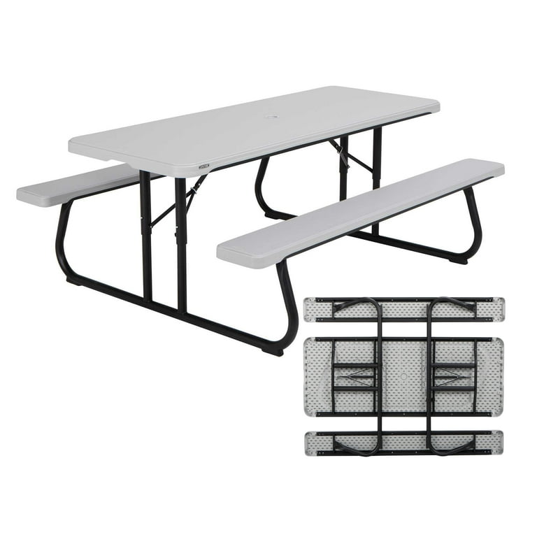 Lifetime 6 ft. Classic Folding Polyethylene Picnic Table, Gray