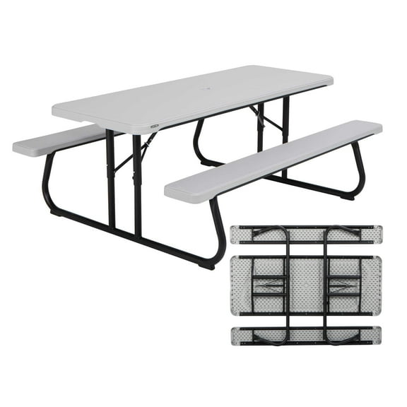 Lifetime 6 ft. Classic Folding Polyethylene Picnic Table, Gray (260265)