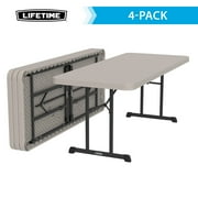 Lifetime 6 ft. Rectangle Folding Table, Indoor/Outdoor Professional Grade, Putty Set of 4 480126