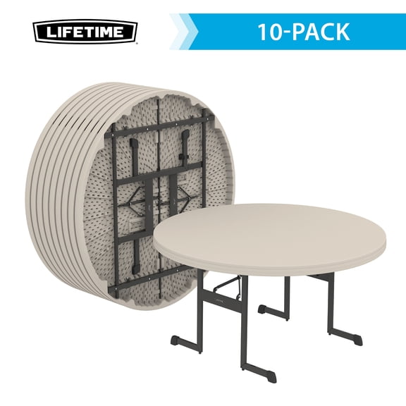 Lifetime 60-Inch Round Folding Tables - 10 Pack Professional Grade, Almond (880313)