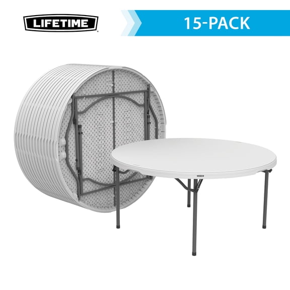 Lifetime 60-Inch Round Nesting Table - 15 Pack Commercial Grade, White (880301)