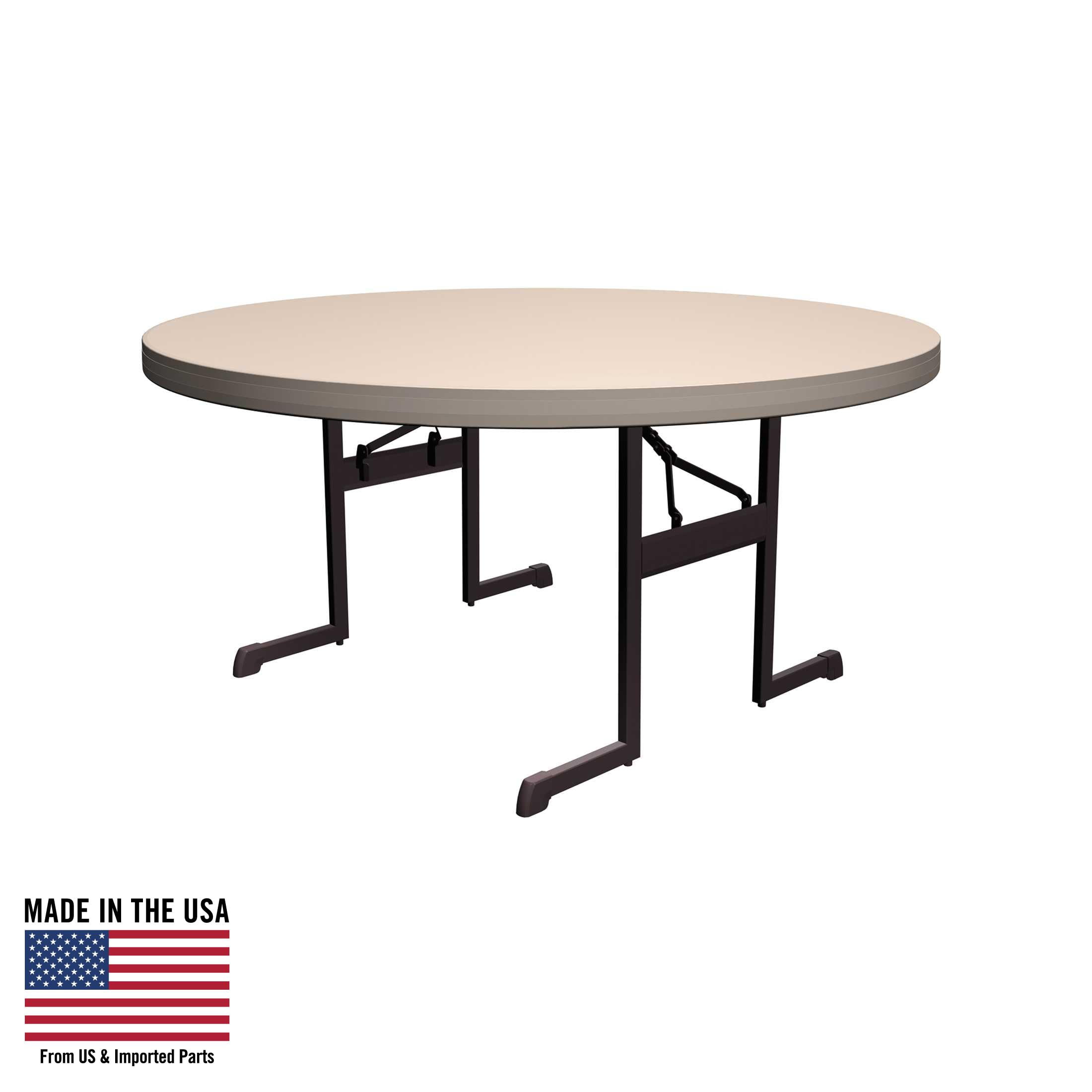 Lifetime 60-Inch Round Putty Folding Table with Black Frame