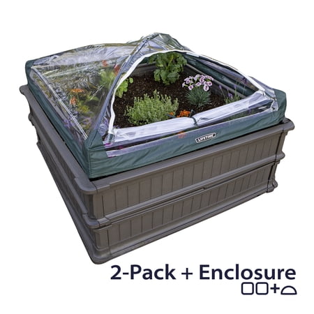 Lifetime Outdoor Raised Garden Bed Kit – (2) 4 ft. x 4 ft. Beds & (1) Enclosure - 60053