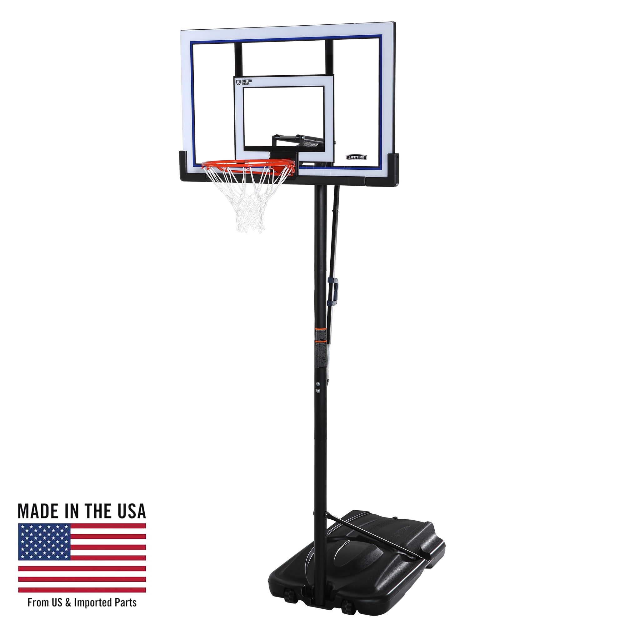 Lifetime 8'-10' Adjustable Height 52" Shatterproof Outdoor Portable Basketball System