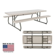 Lifetime 8-Foot Classic Folding Polyethylene Picnic Table, Almond, 80123