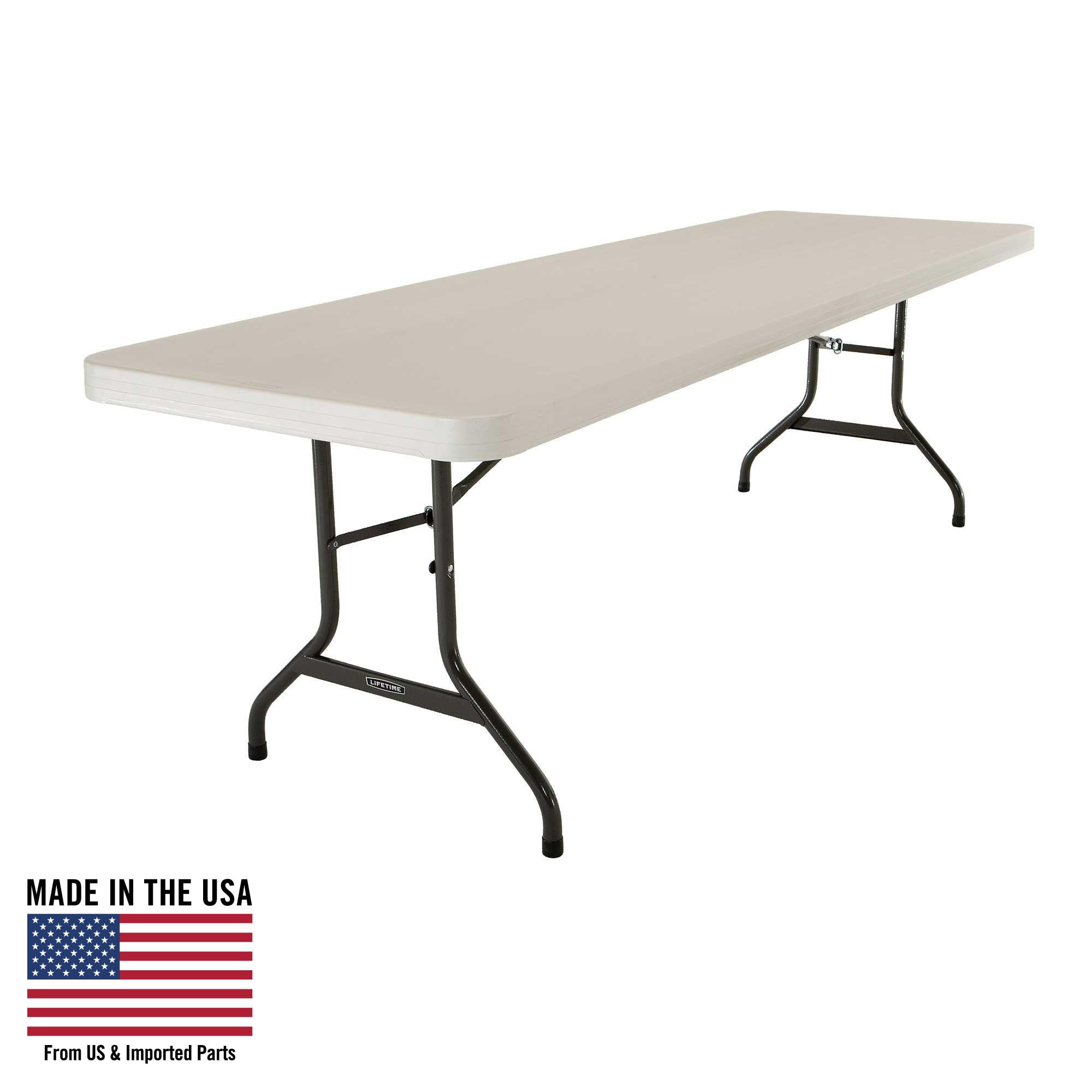 Lifetime 8 Foot Rectangle Folding Table Indoor Outdoor Commercial Grade Almond 22984