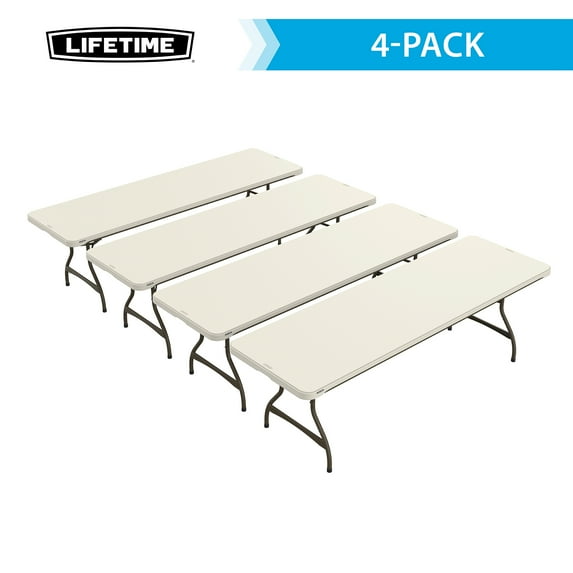 Lifetime 8 Foot Rectangle Nesting Folding Tables, Indoor/Outdoor Commercial Grade, Almond, Set of 4 (80707)