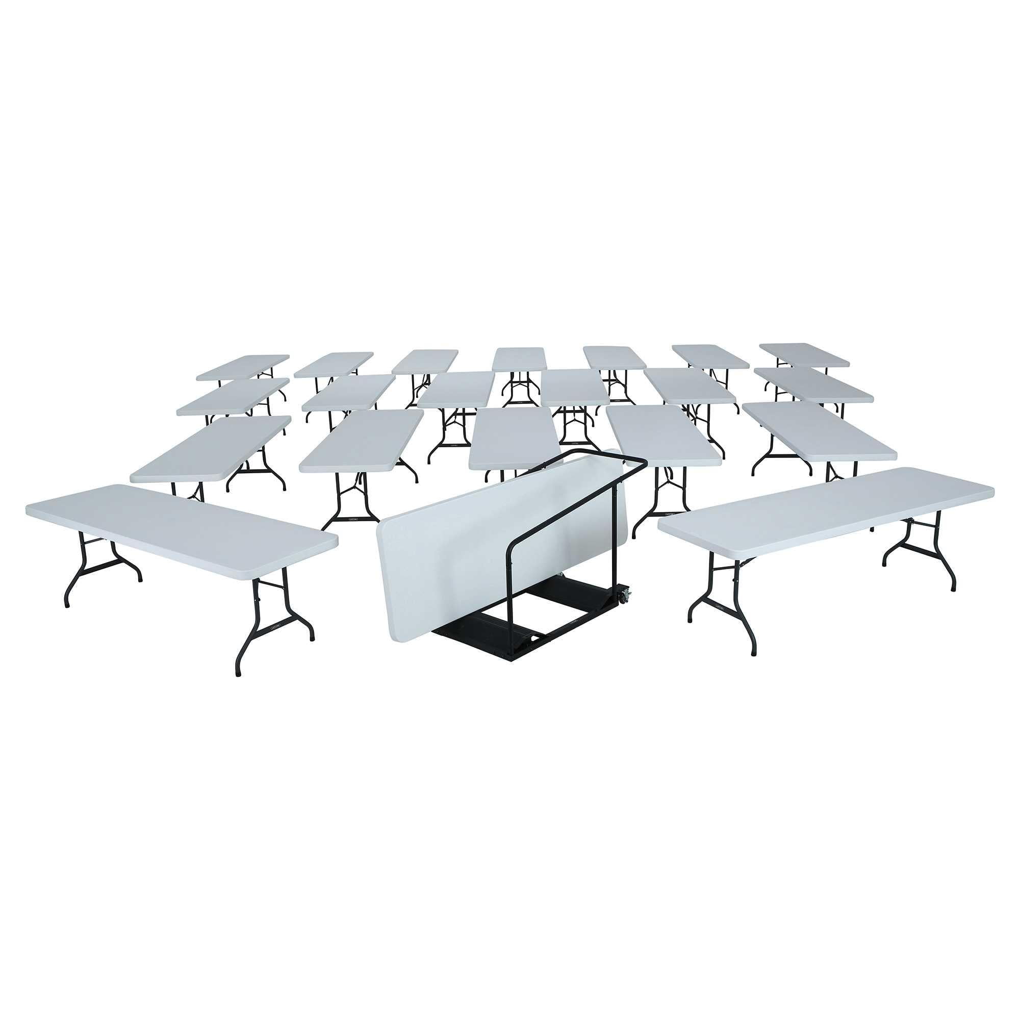 Lifetime 8 ft. Folding Tables, White, Set of 22 with Cart Lifetime 8 ft. Folding Tables, White, Set of 22 with Cart
