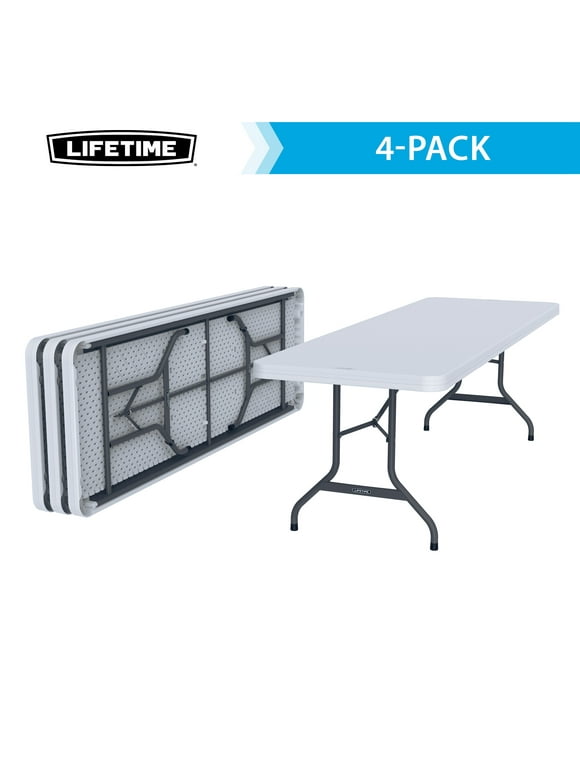 Lifetime 8 ft. Rectangle Folding Table, Indoor/Outdoor Commercial Grade, White Set of 4 (42980)