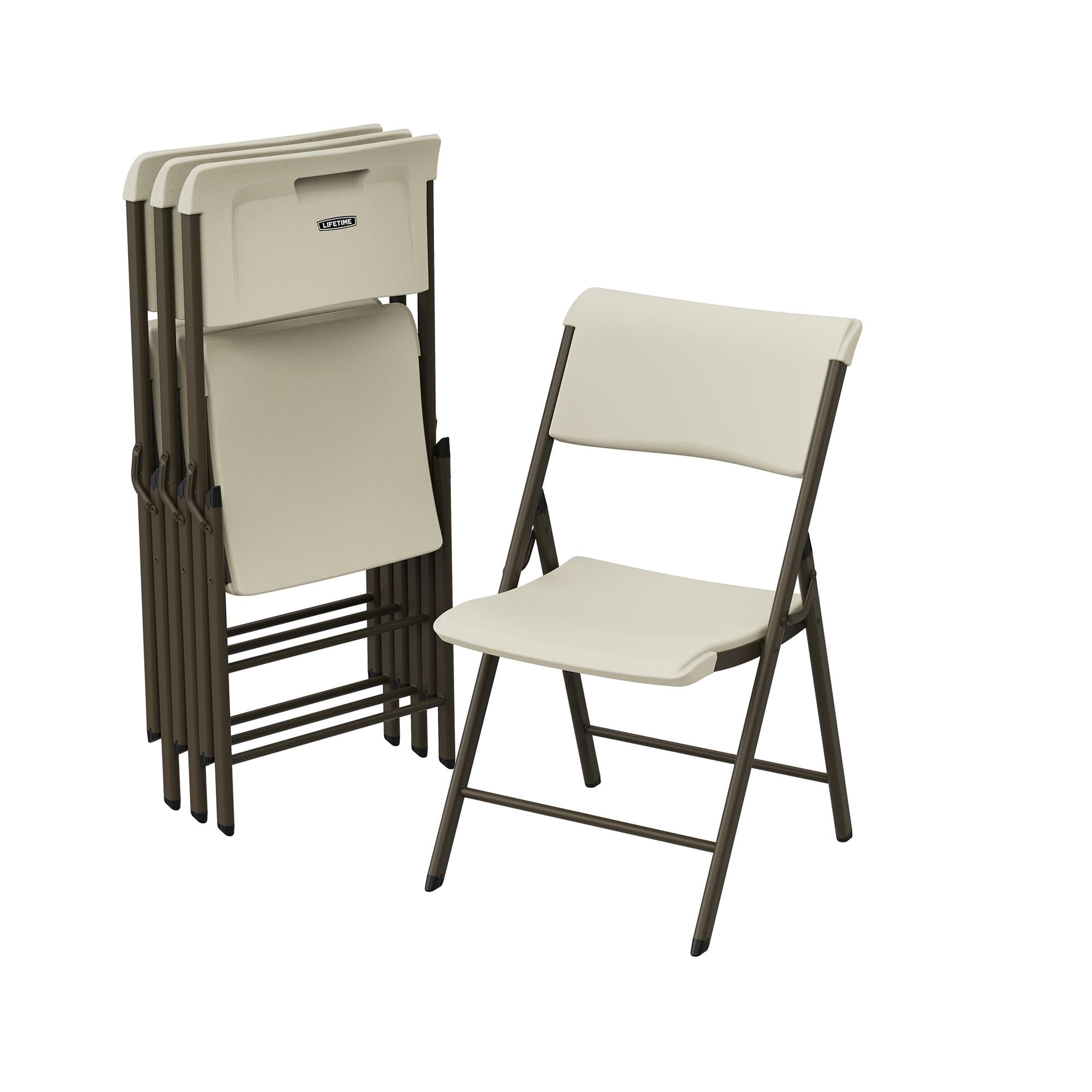 Lifetime A-Frame Folding Chair, Almond (Set of 4)-81171