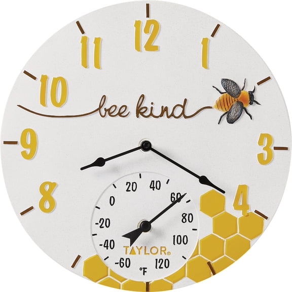 Lifetime Brands Taylor Taylor Bee Kind Indoor & Outdoor Clock Thermometer - Pack of 8