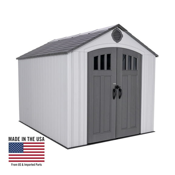 Lifetime Classic Polyethylene Outdoor Storage Shed, 8' x 8'x 10', Gray (60469)