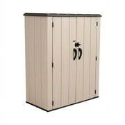 Lifetime DIY Vertical Outdoor Polyethylene Storage Shed, 53 cu. ft.,  10.57 Sq. feet, Tan (60326)