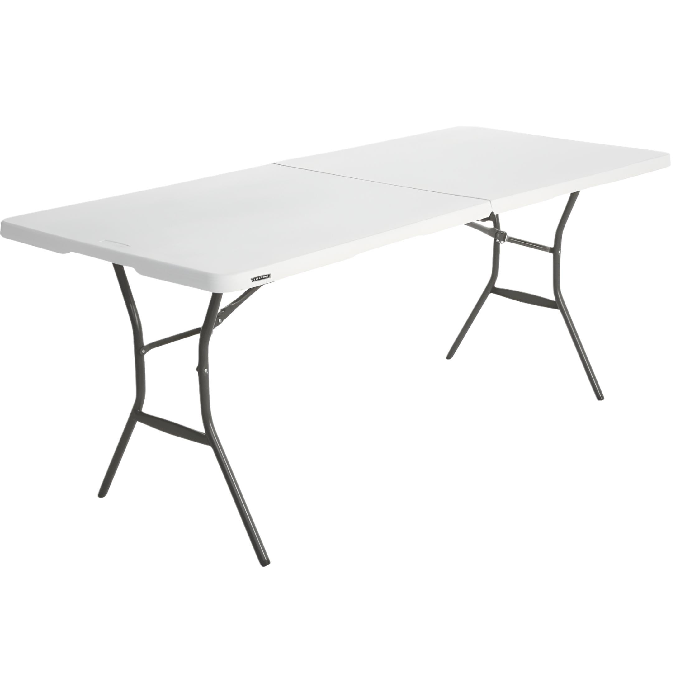 Lifetime Sturdy 6 Ft. White Granite Fold-In-Half Table, Indoor