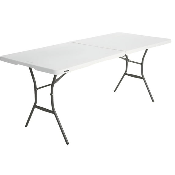 Lifetime Essential 6 Ft Fold-In-Half Table 80333 - Folding, White Granite - 1 Piece, White