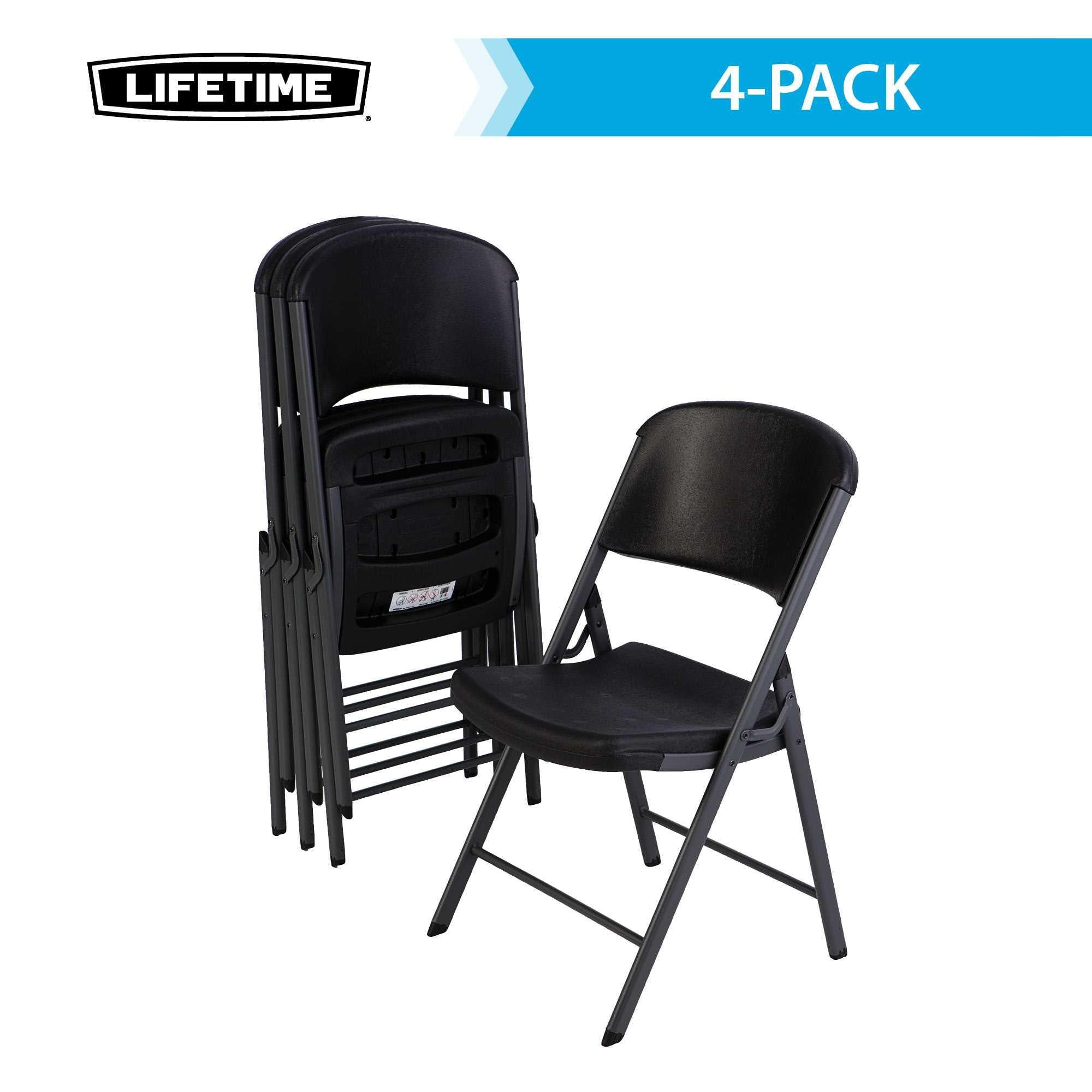 Lifetime Black Commercial Grade Folding Chairs, 4 Pack
