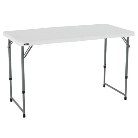 Lifetime 4-Foot Height-Adjustable Fold-In-Half Table, White Granite