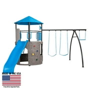 Lifetime Kids Adventure Tower Swing Set with Slide, Belt Swings and Climbing Wall - Blue91208