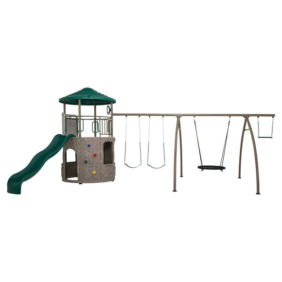 Lifetime Kid's Adventure Tower Swing Set with Spider Swing, Slide and Climbing Wall (91201)