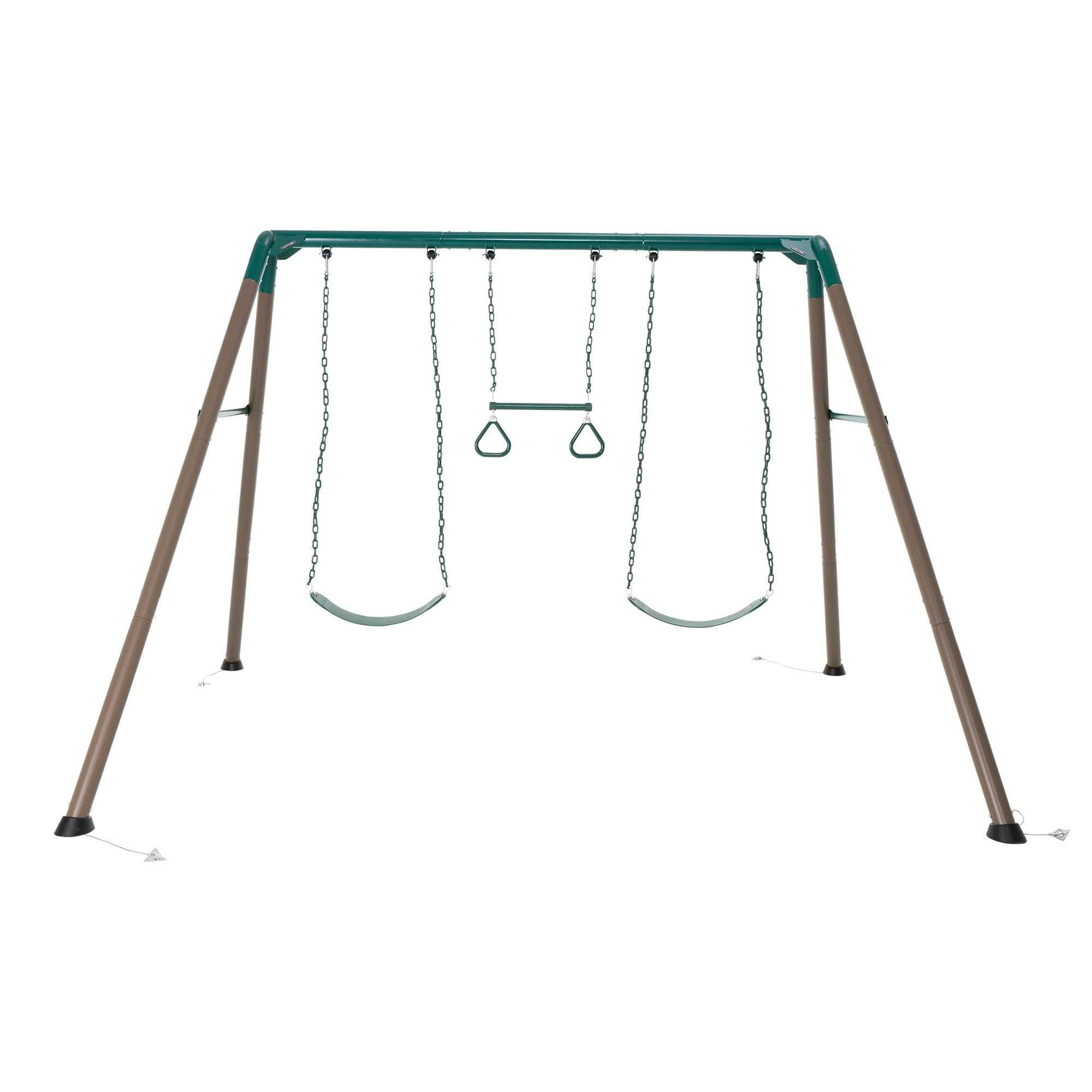 Lifetime Kids Metal Swing Set with 2 Belt Swings and Trapeze Bar 7