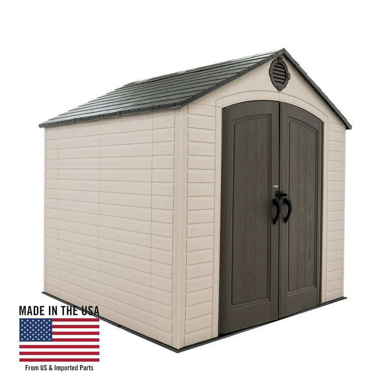 Lifetime Polyethylene Storage Shed 8' x 7.5' x 8', Tan & Brown