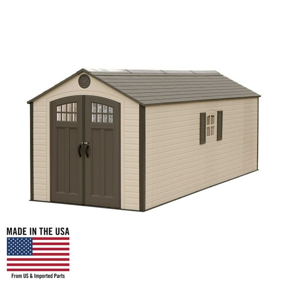 Lifetime Lockable DIY Polyethylene Storage Shed, 146.4 sq. ft., 8' x 20', Tan & Brown (60120)