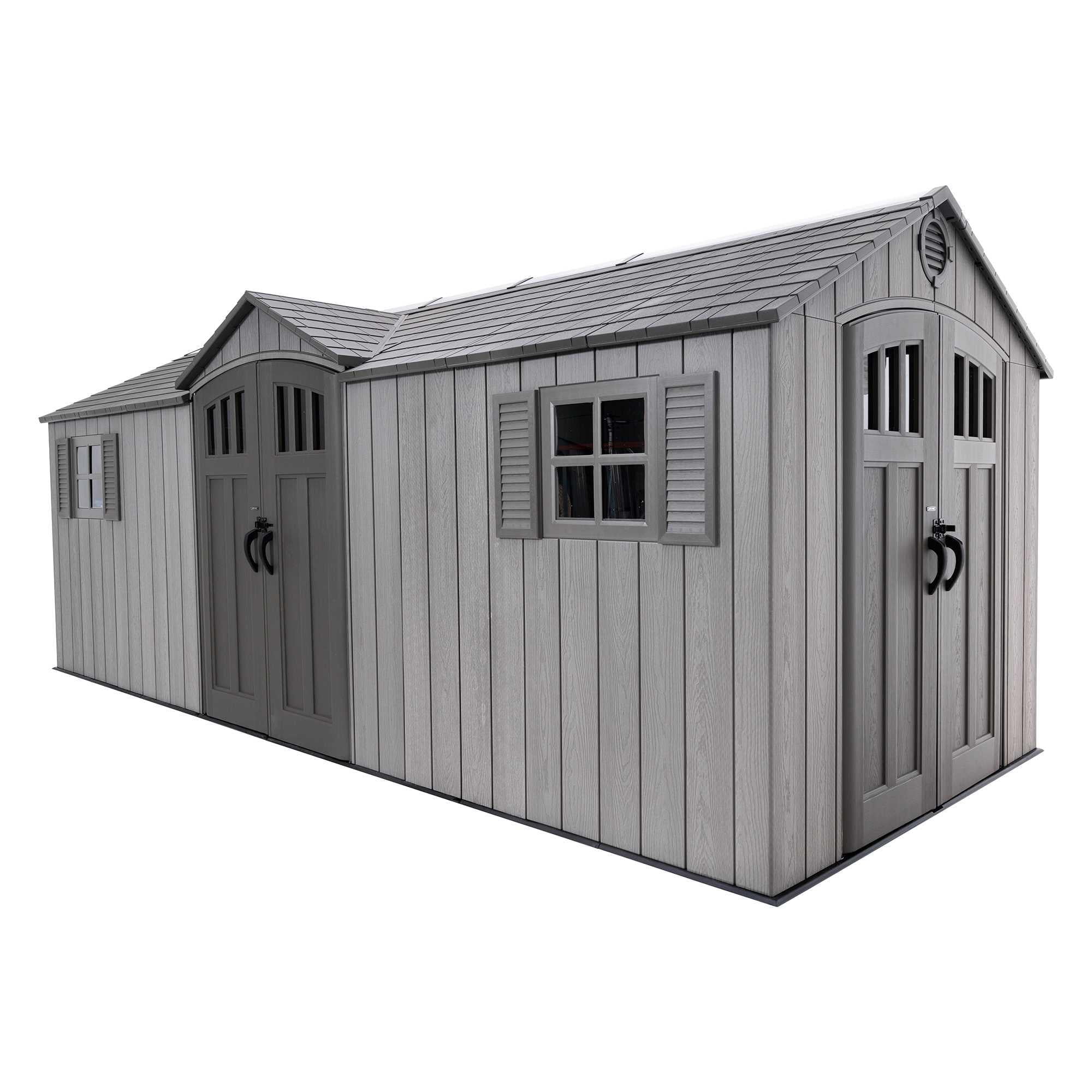 Lifetime Lockable DIY Polyethylene Storage Shed, 146 sq. ft., 20' x 8', Light Brown (60351)