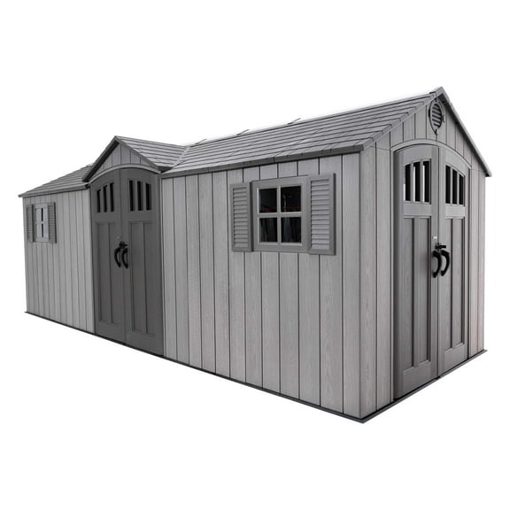 Lifetime Lockable DIY Polyethylene Storage Shed, 146 sq. ft., 20' x 8', Light Brown (60351)