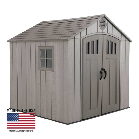 Lifetime Lockable DIY Polyethylene Storage Shed 52.9 sq. ft., 8' x 7.5', Light Brown (60370)
