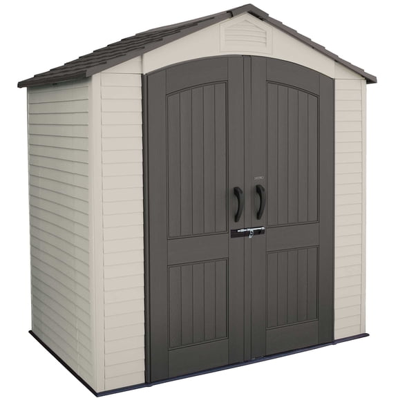 Lifetime Lockable DIY Polyethylene Storage Shed, 7' x 4.5', 30.68 sq. ft., Tan & Brown (60057)