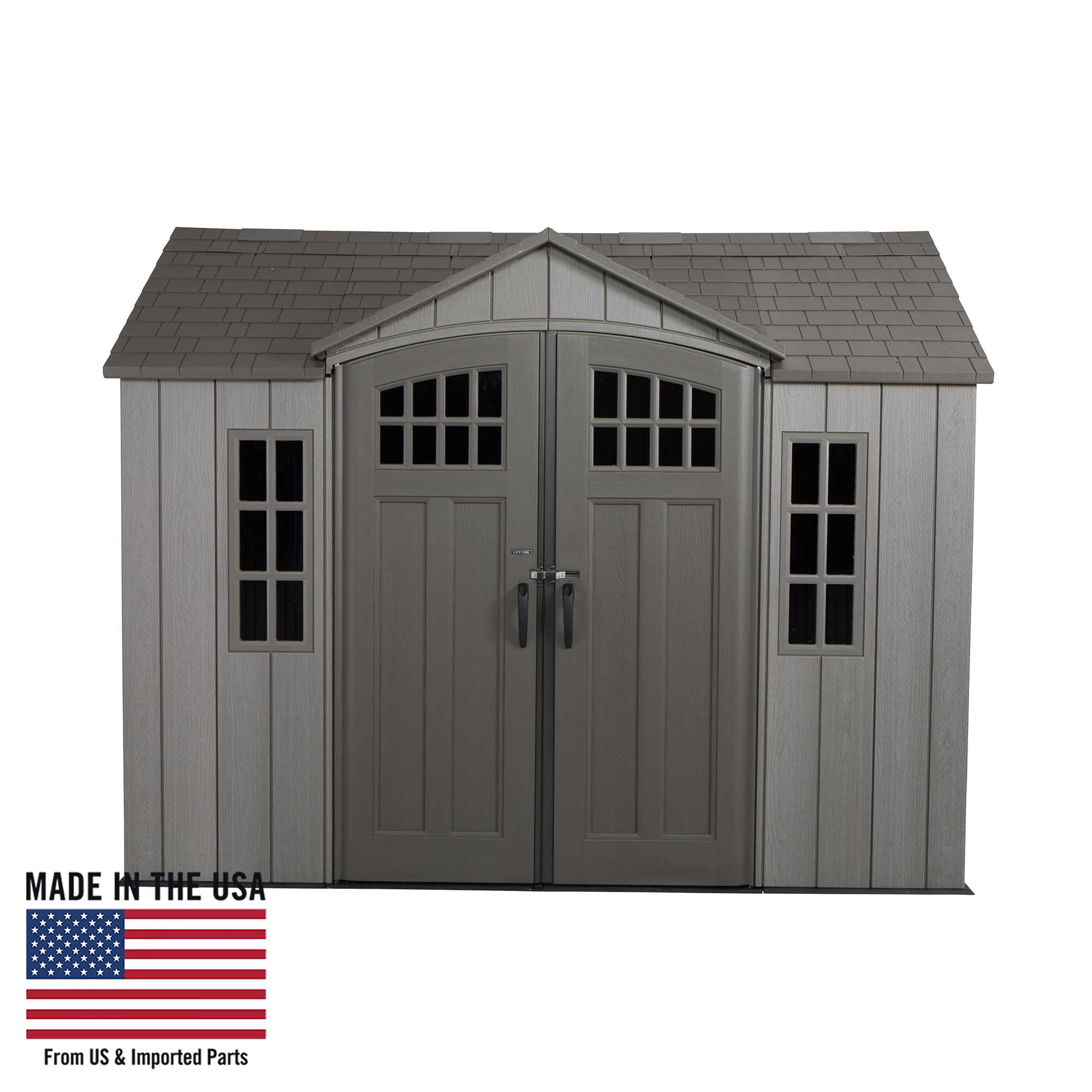 Lifetime Lockable DIY Polyethylene Storage Shed, 71.25 sq. ft., 10'. x 8', Light Brown (60330)