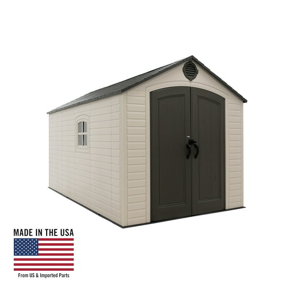 Lifetime Lockable DIY Polyethylene Storage Shed, 90 Sq. ft., 8' x 12.5', Tan & Gray (60395)