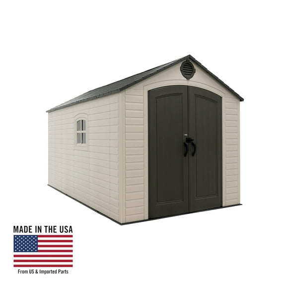 Lifetime Lockable DIY Polyethylene Storage Shed, 90 Sq. ft., 8' x 12.5', Tan & Gray (60395)