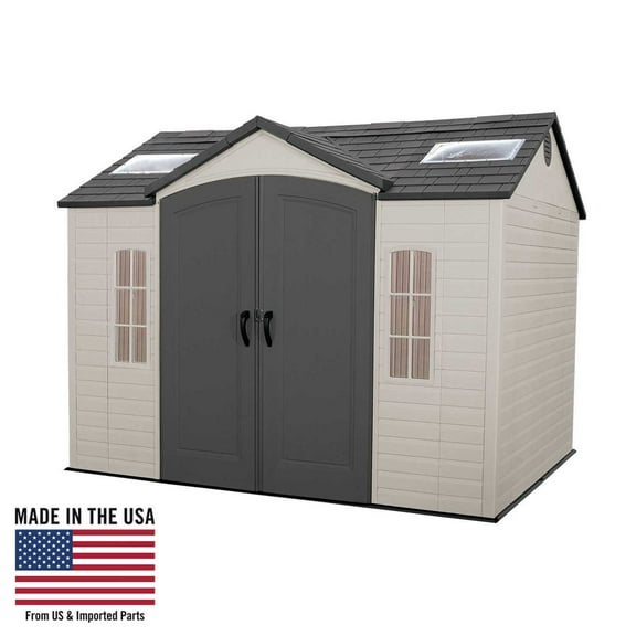 Lifetime Lockable Polyethylene Outdoor Storage Shed, 10' x 8', Tan & Brown (60005)