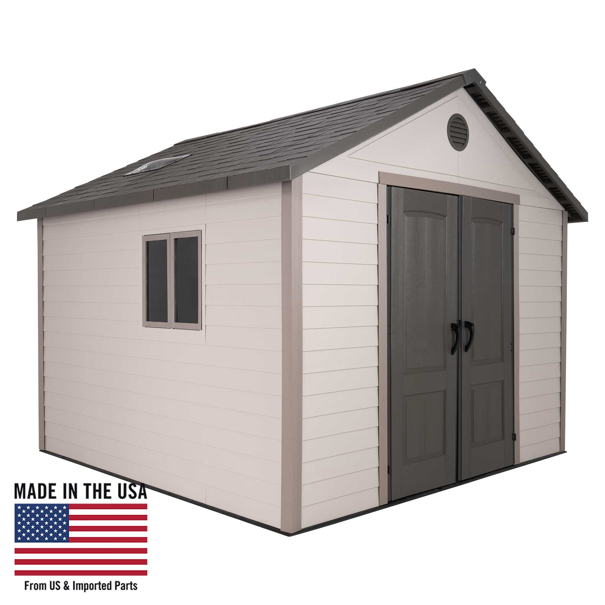 Lifetime Lockable Polyethylene Outdoor Storage Shed, 11' x 11', Tan & Brown (6433)