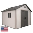 thumbnail image 1 of Lifetime Lockable Polyethylene Outdoor Storage Shed, 11' x 11', Tan & Brown (6433), 1 of 17