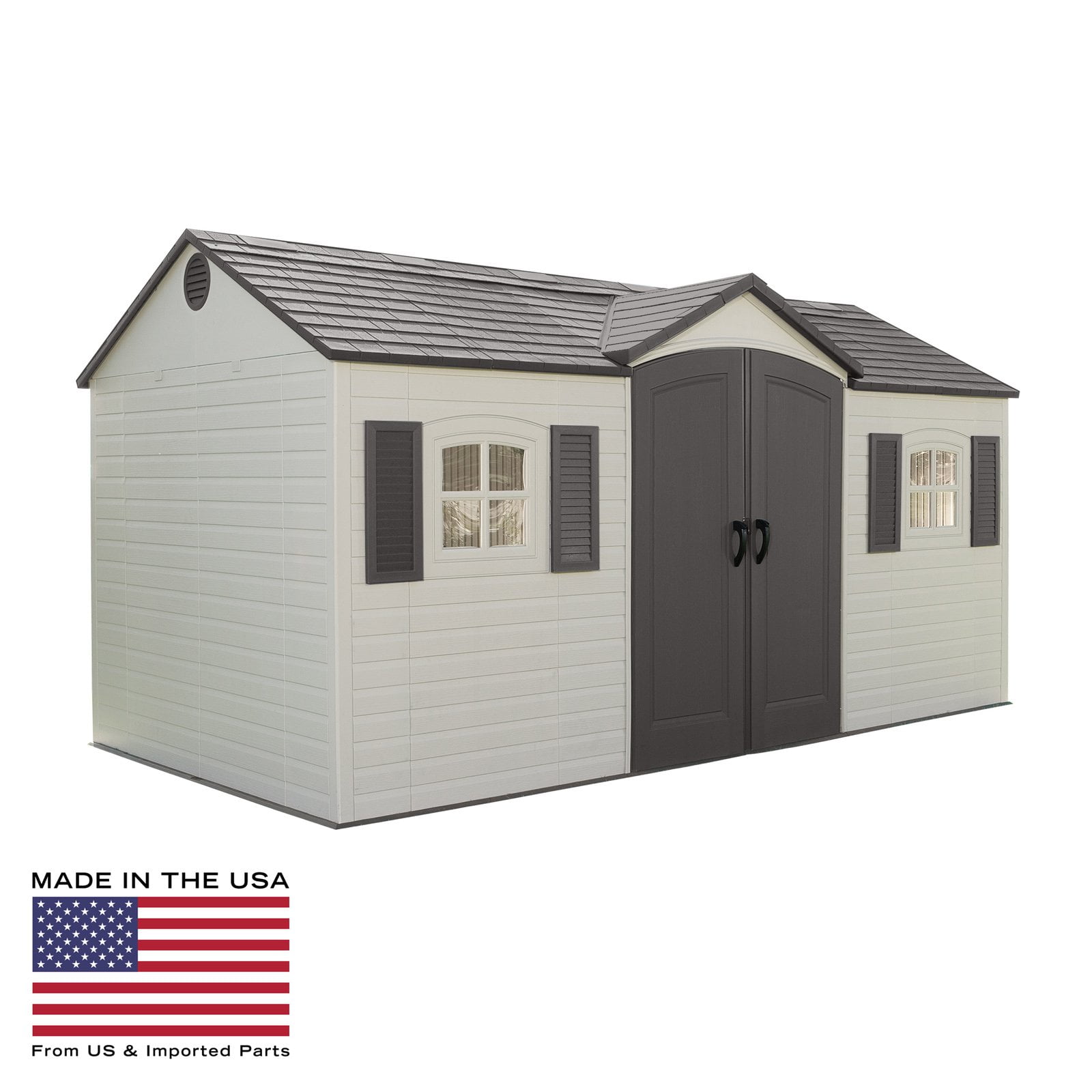 Lifetime 15' x 8' Polyethylene Outdoor Storage Shed with Windows and Shelving