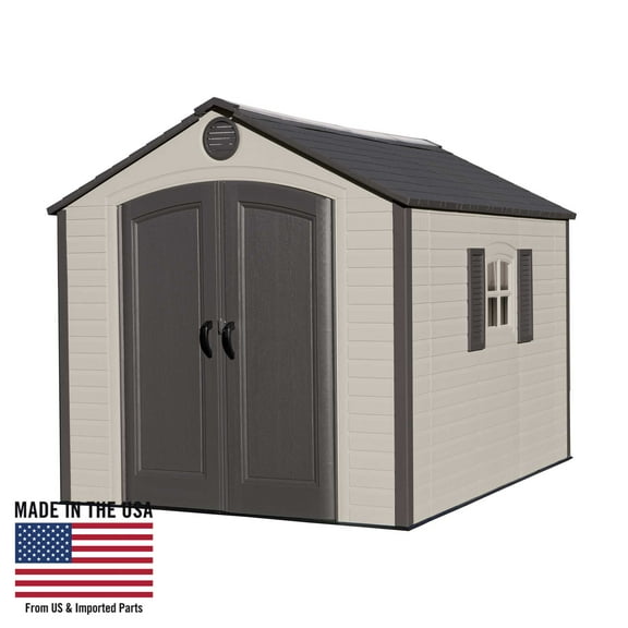 Lifetime Lockable Polyethylene Outdoor Storage Shed, 8' x 10', Tan & Brown (60056)