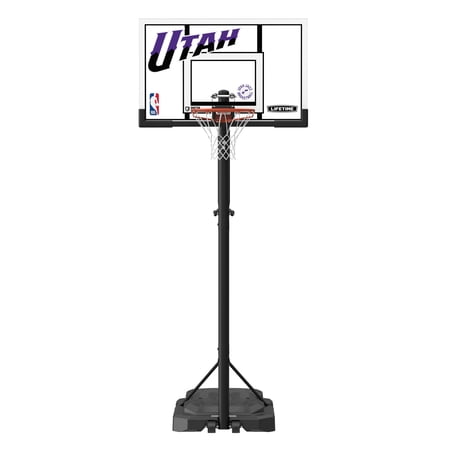 Lifetime NBA Branded 7.5 ft - 10 ft. Adjustable Height 52" Portable Steel-Framed Shatterproof Basketball Hoop- Utah Jazz (92103)
