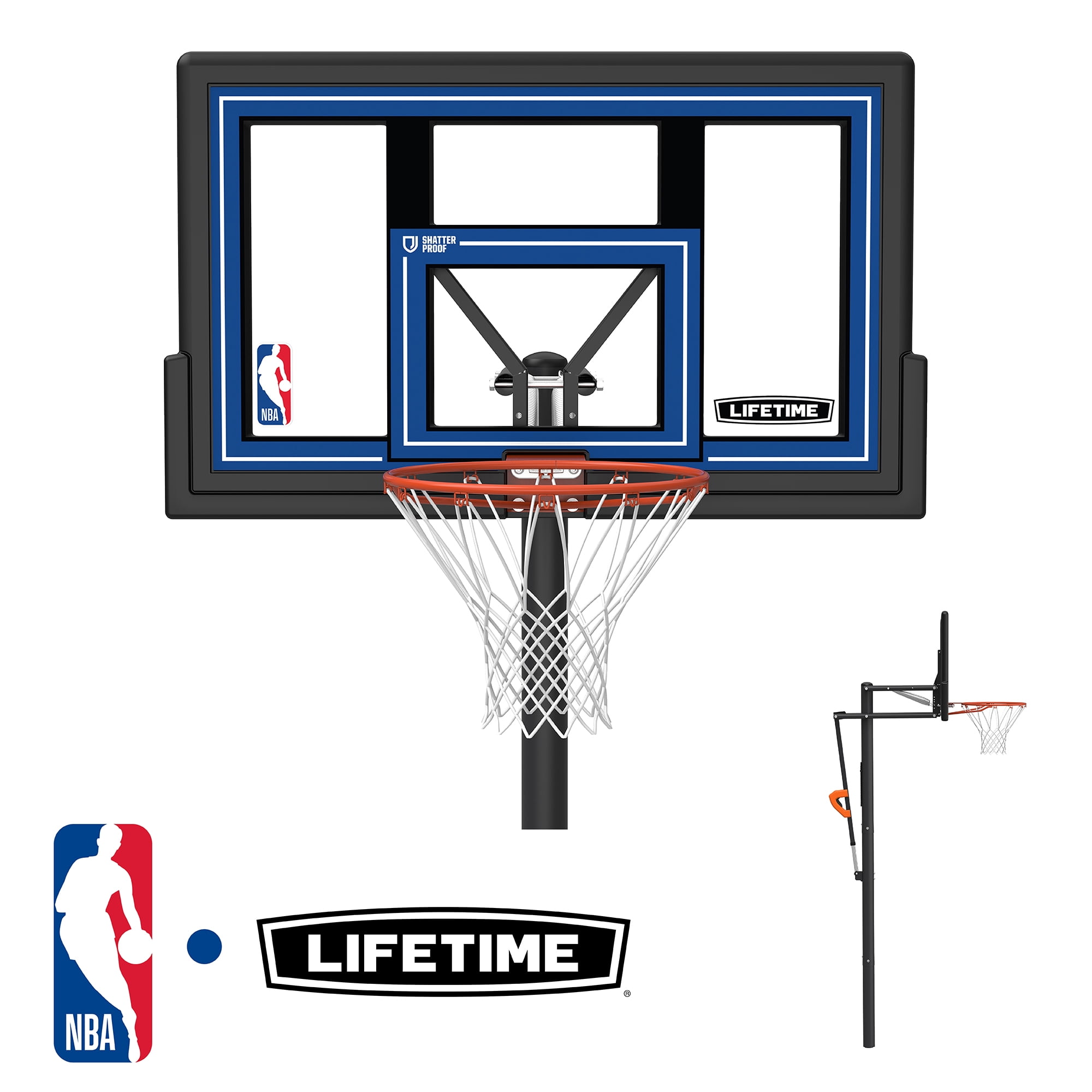 Lifetime NBA Branded 7.5ft-10ft Adjustable 50" Shatterproof In-Ground Basketball System (92105)