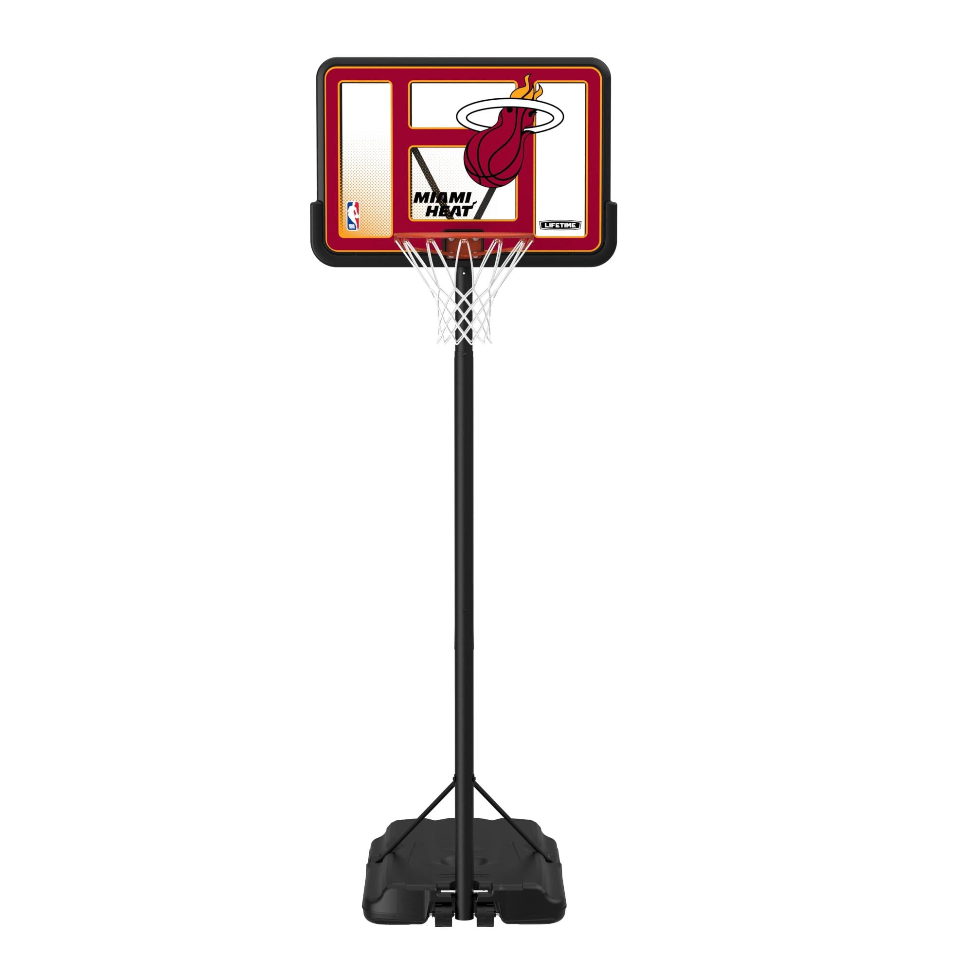 Lifetime NBA Miami Heat 44" Portable Basketball Hoop with Wheels - 7.5 to 10 Ft Adjustable Height