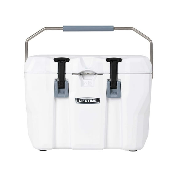Lifetime 28 qt Bear-Resistant Camping Cooler, Premium High Performance, Ice Retention, Hard Cooler, 20 Can Capacity, White (91023)