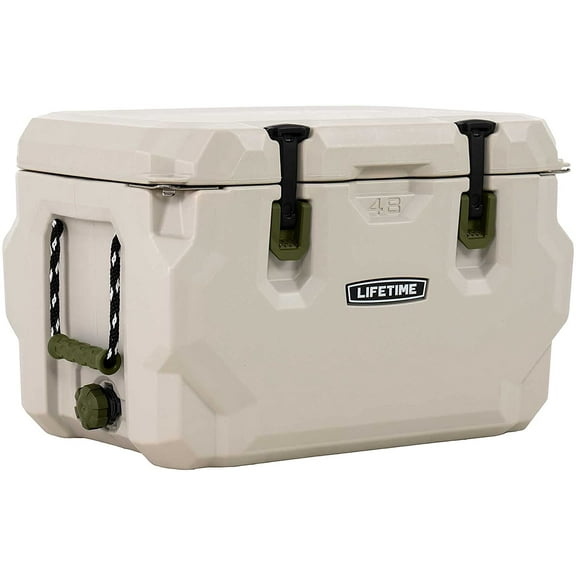 Lifetime 65 qt Bear-Resistant Camping Cooler, Premium High Performance, Ice Retention, Hard Cooler, 75 Can Capacity, Pumice and Green (91131)