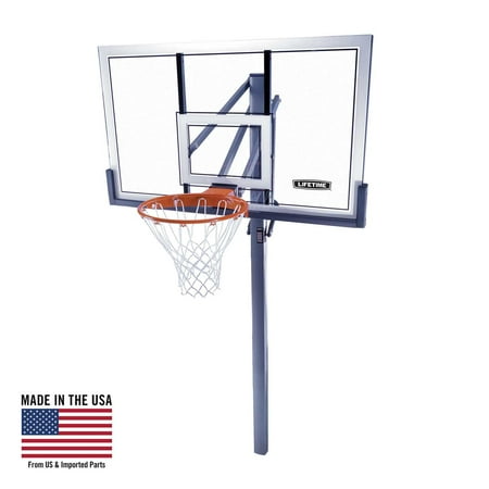 Lifetime 54-Inch Steel Framed Inground Basketball Hoop with Power Lift Adjustment & Slam-It Pro Rim – Model 78888-Outdoor Play