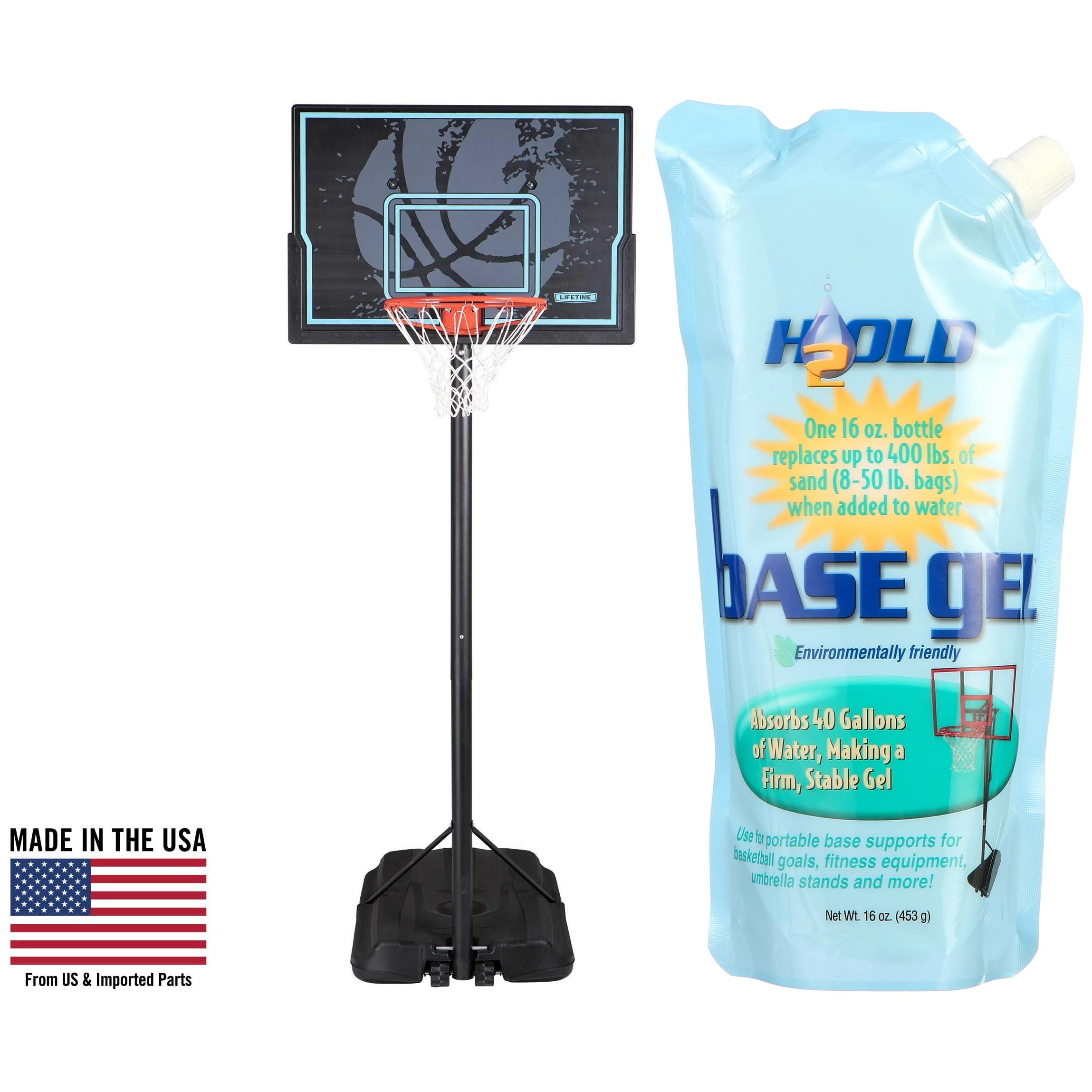 Lifetime New Adjustable Portable Basketball Hoop (44-inch Impact®) - 90759 + H2old Base Gel 16oz