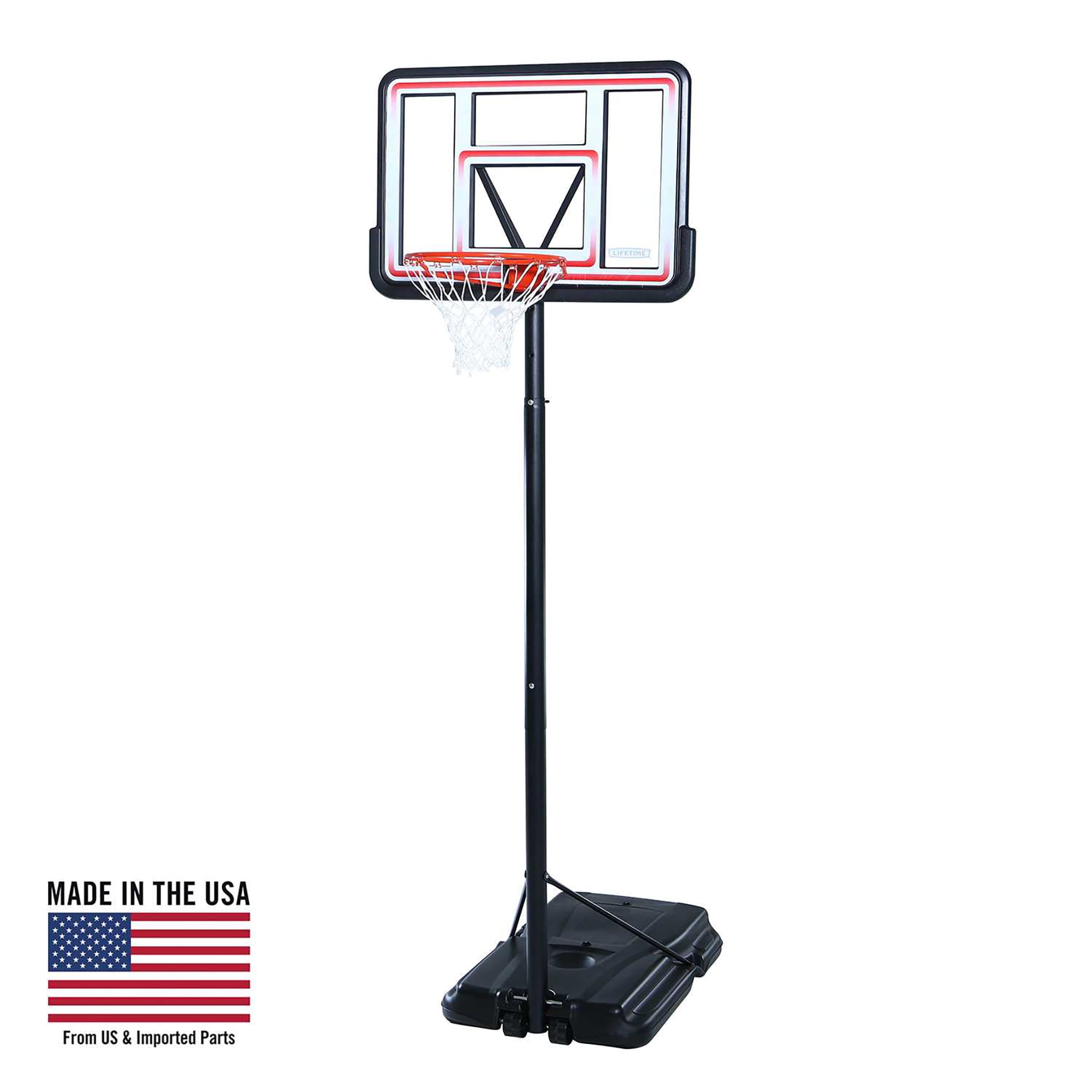 44" Adjustable Portable Basketball Hoop with Acrylic Backboard