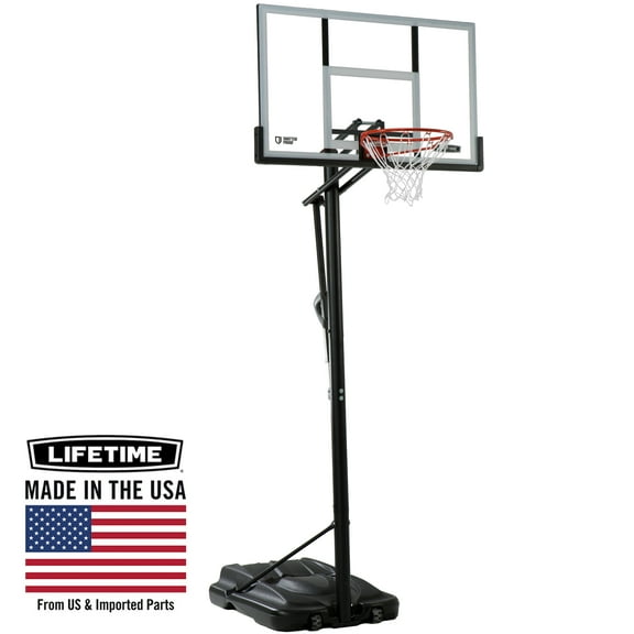 Lifetime 7.5ft. - 10ft. Adjustable Height 54 inch Steel-Framed Shatterproof Outdoor Portable Basketball System (90631)